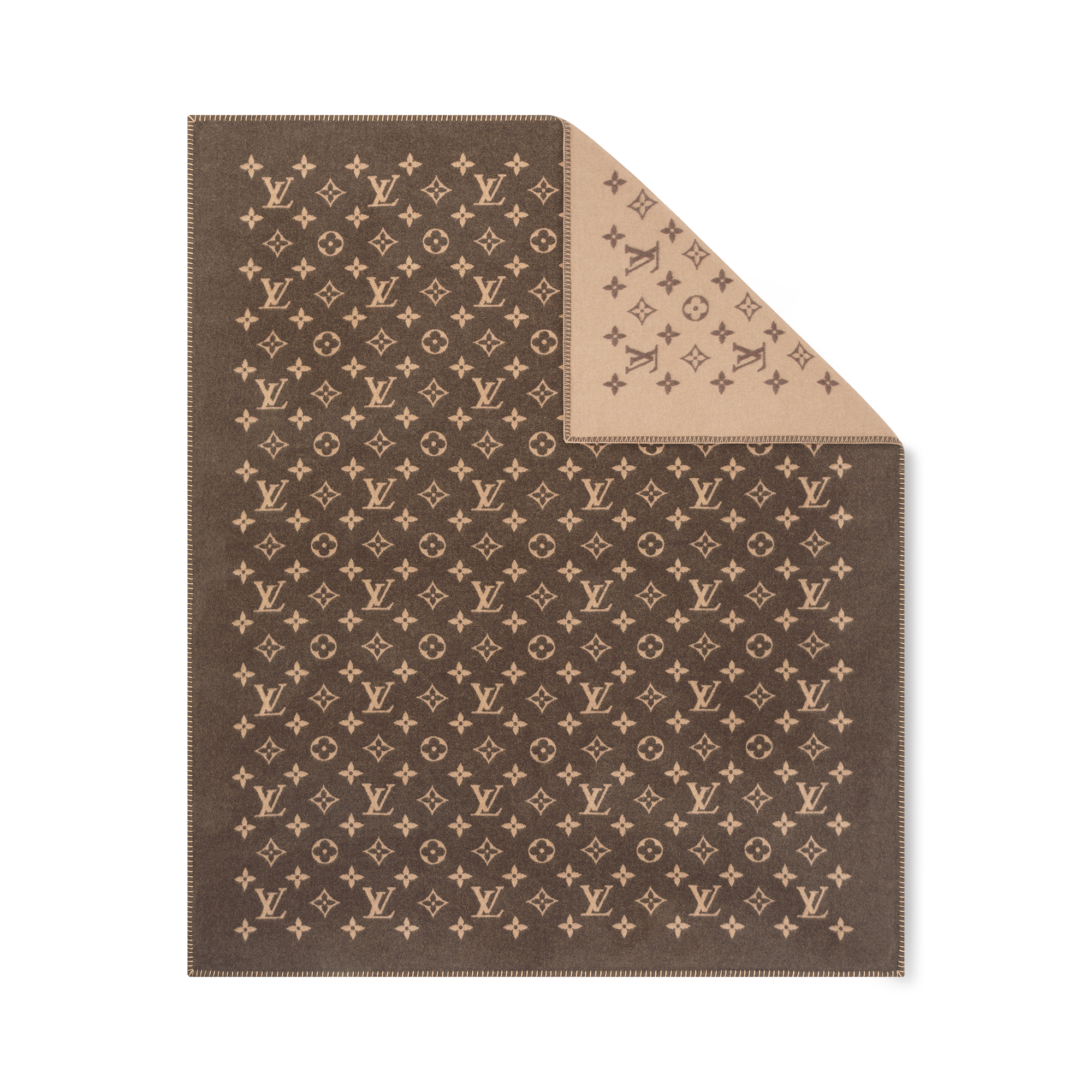 【U】LOUIS VUITTON ウールアンゴラモノグラム大判ブランケット ヴィトン ブランケット ウール×アンゴラ ブラウン AP048846